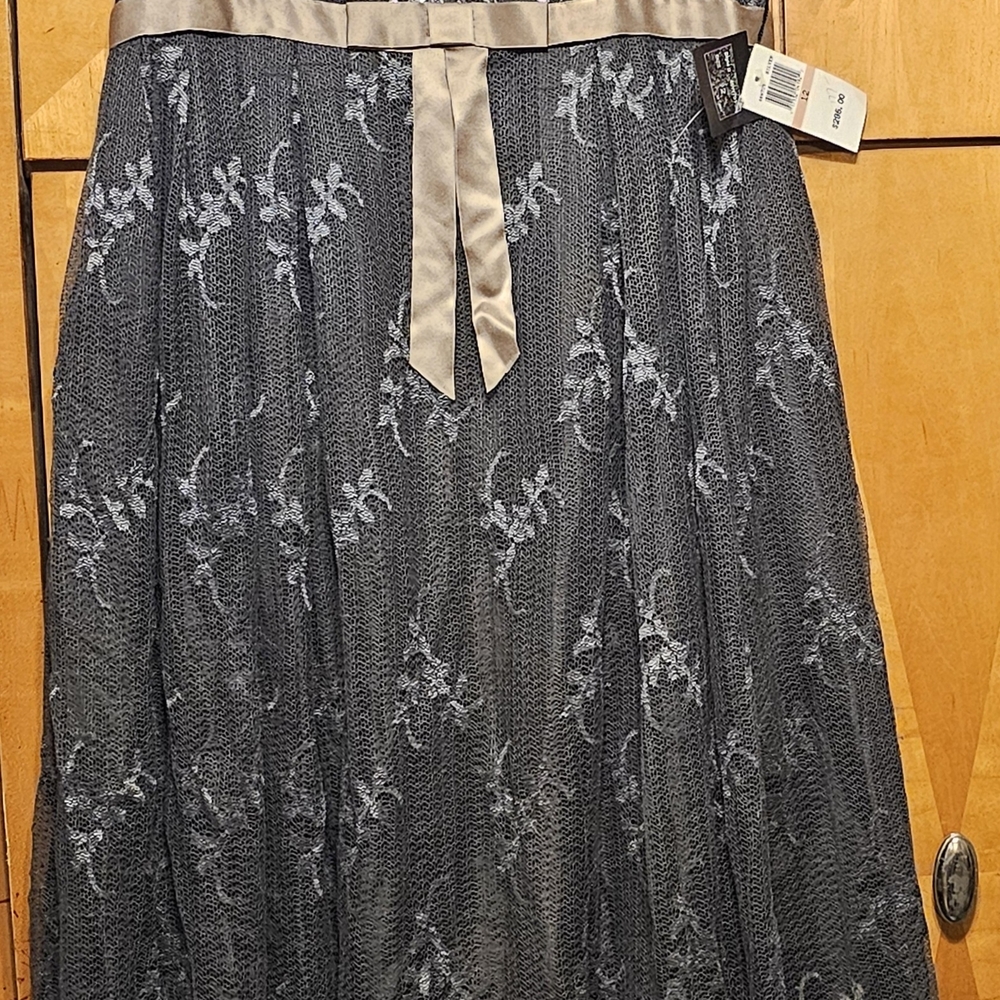 Anna Sui Elegant Black Silver Lace Dress, Nwt Sz 12